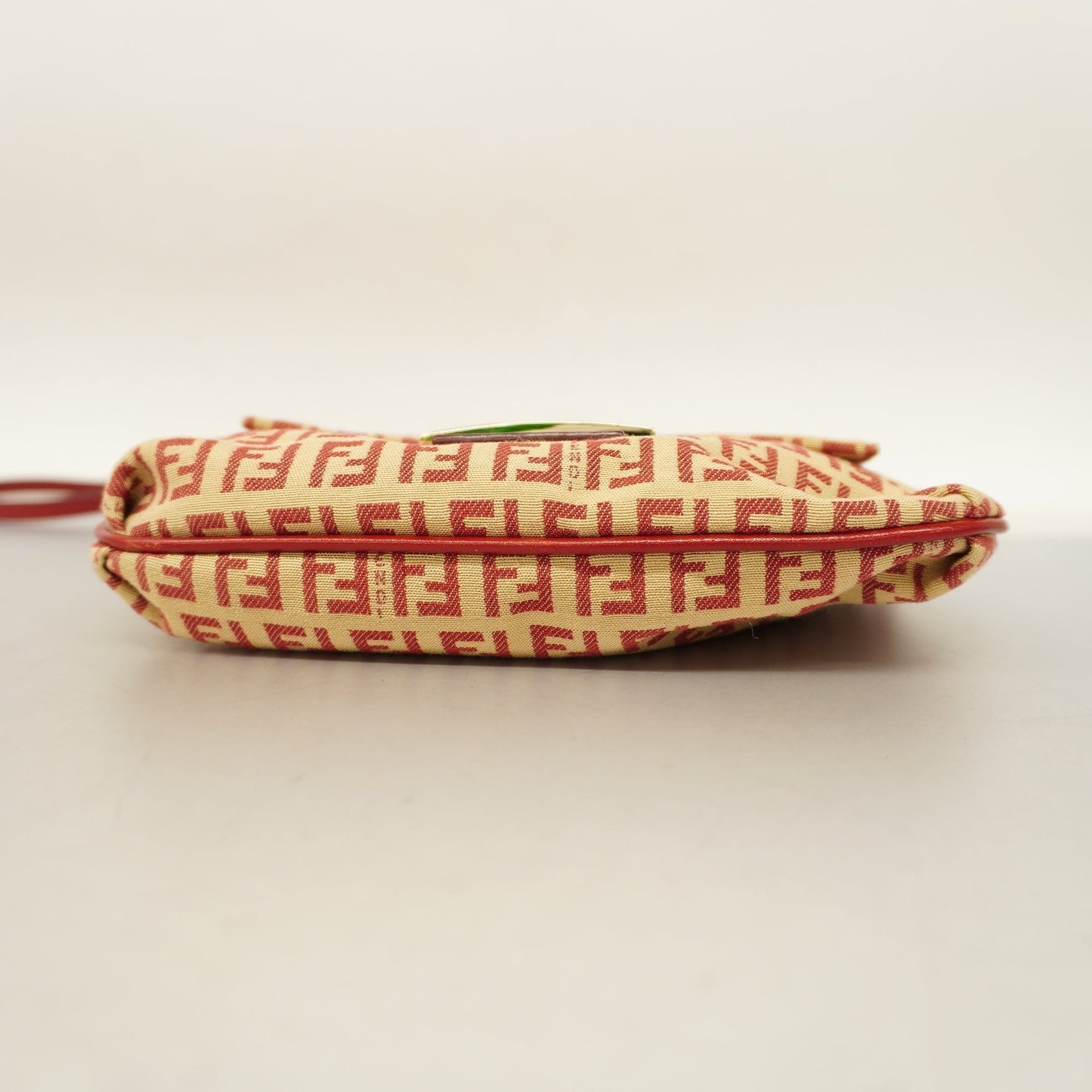FENDIAuth  Zucchino Shoulder Bag Women's Canvas Shoulder Bag Beige,Red Color