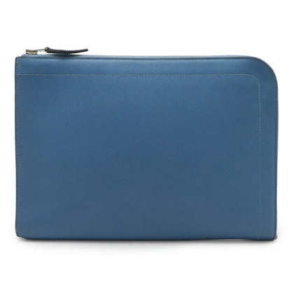 Hermes Blue Leather Clutch Bag ( )