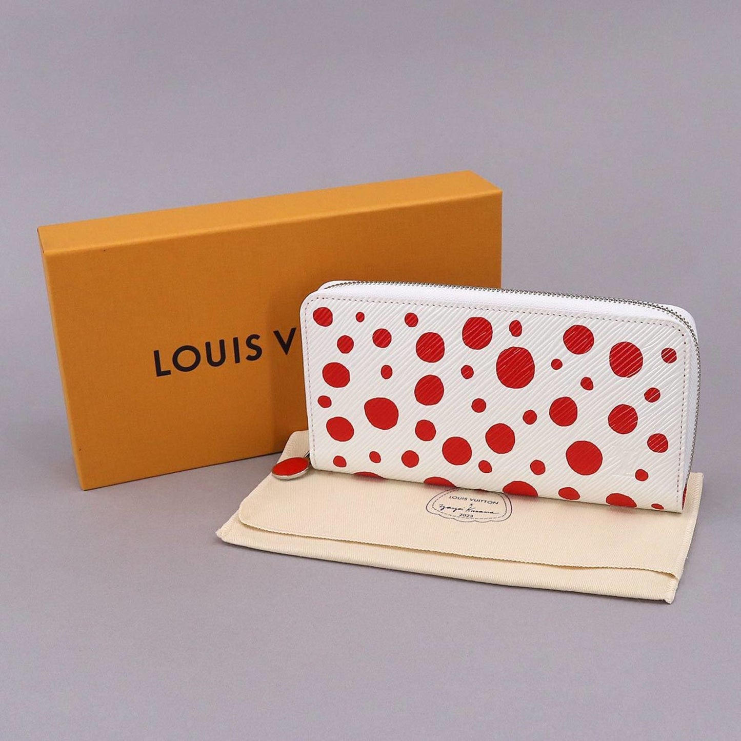 LOUIS VUITTON Epi Infinity Dot LVxYK Zippy Wallet Long Leather White Red M81961 RFID