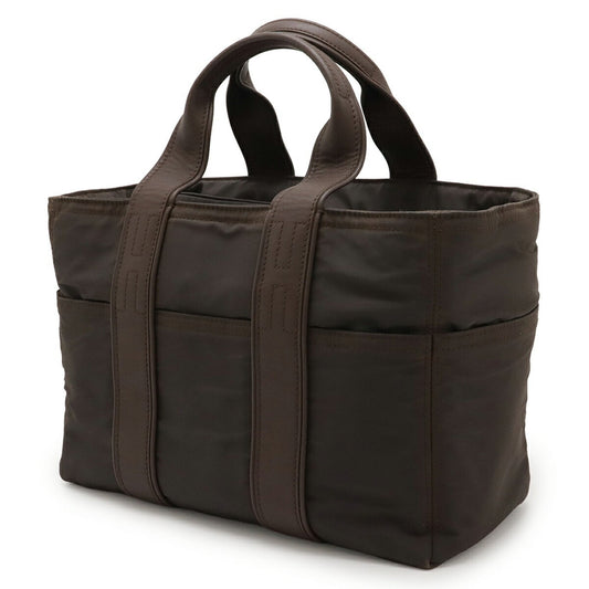 Hermes Brown Nylon Leather Handbag Tote Bag ( )
