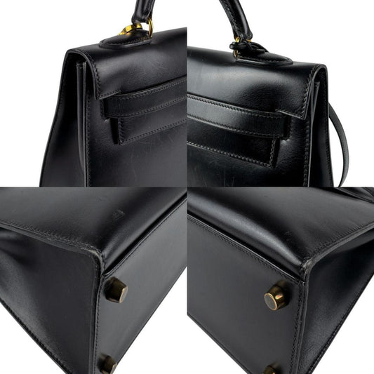 Hermes Black Box Calf Leather Handbag Shoulder Bag ( )