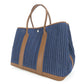 Hermes Brown Indigo Blue Denim Leather Tote Bag ( )