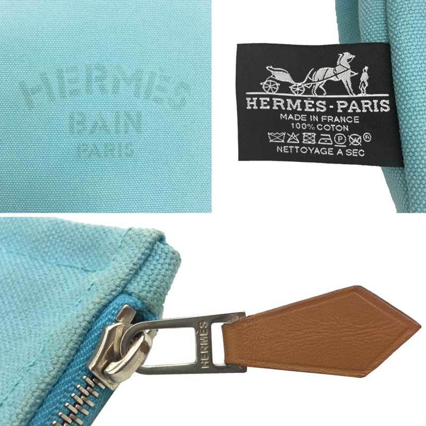 Hermes Blue Canvas Pouch ( )