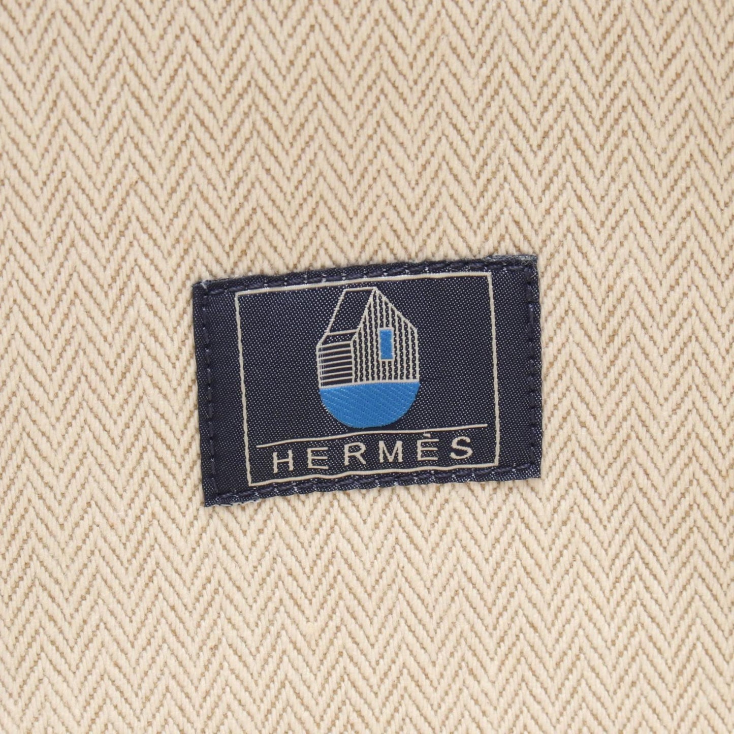 Hermes Beige Green Navy Canvas Toile H Basket Tote Bag ( )