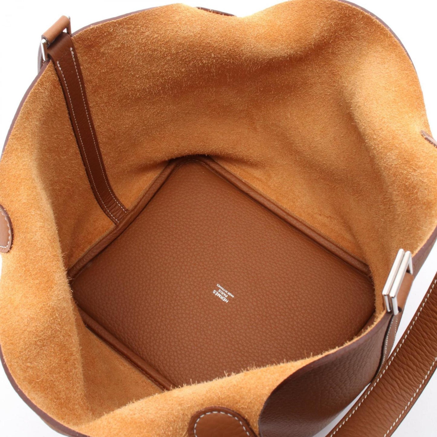 Hermes Brown Gold Taurillon Clemence Leather Handbag ( )