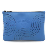 Hermes Blue Polyamide Leather Clutch Bag Pouch ( )