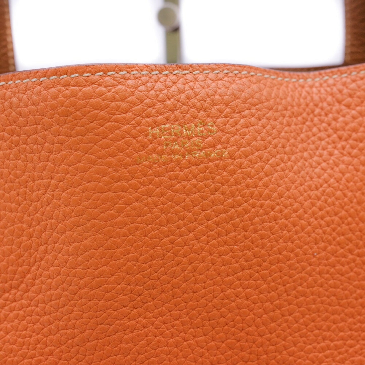 Hermes Brown Orange Taurillon Clemence Leather Tote Bag ( )