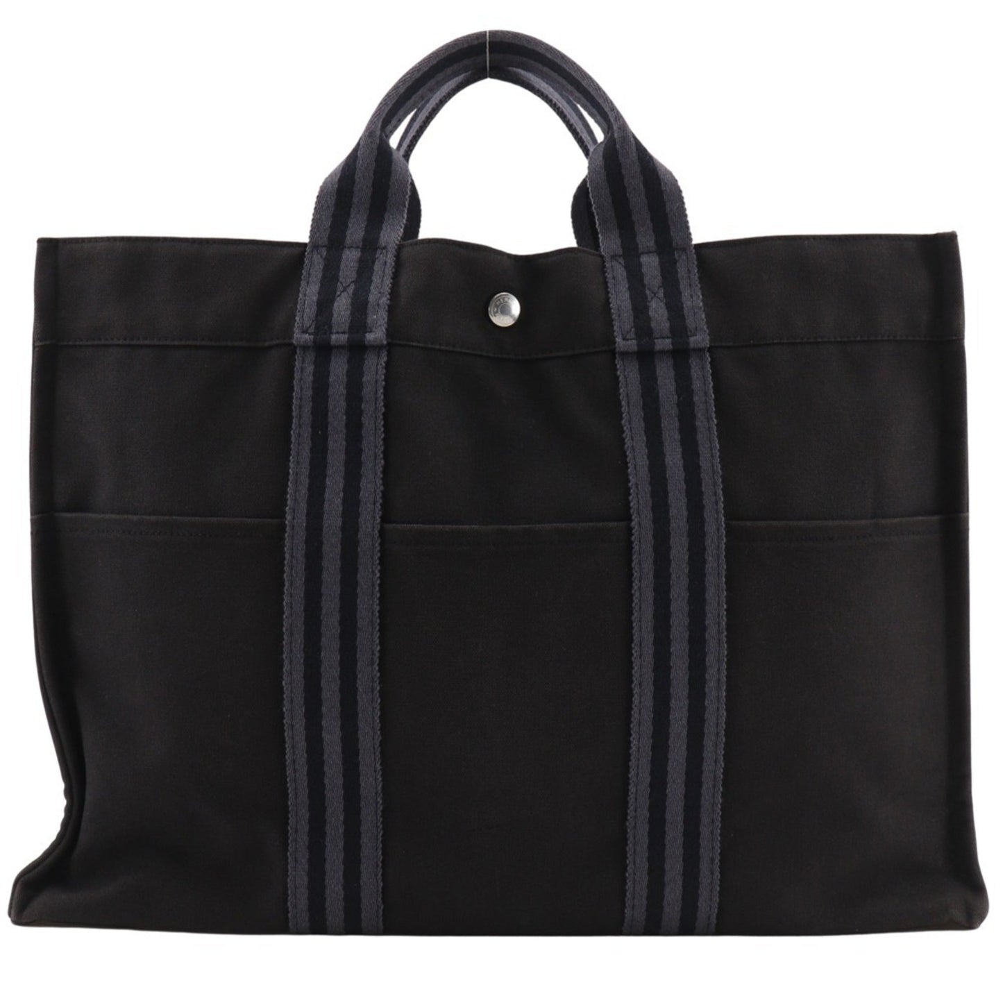 Hermes Black Cotton Canvas Handbag Tote Bag ( )