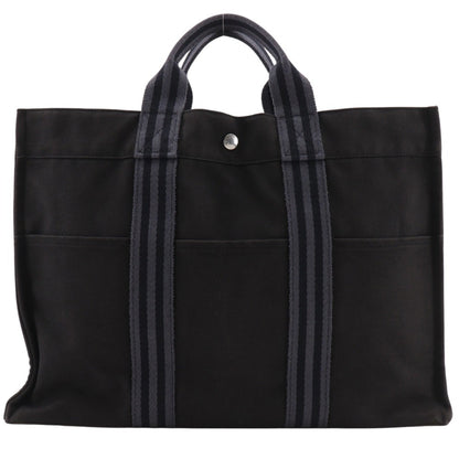 Hermes Black Cotton Canvas Handbag Tote Bag ( )