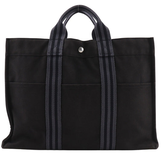 Hermes Black Cotton Canvas Handbag Tote Bag ( )