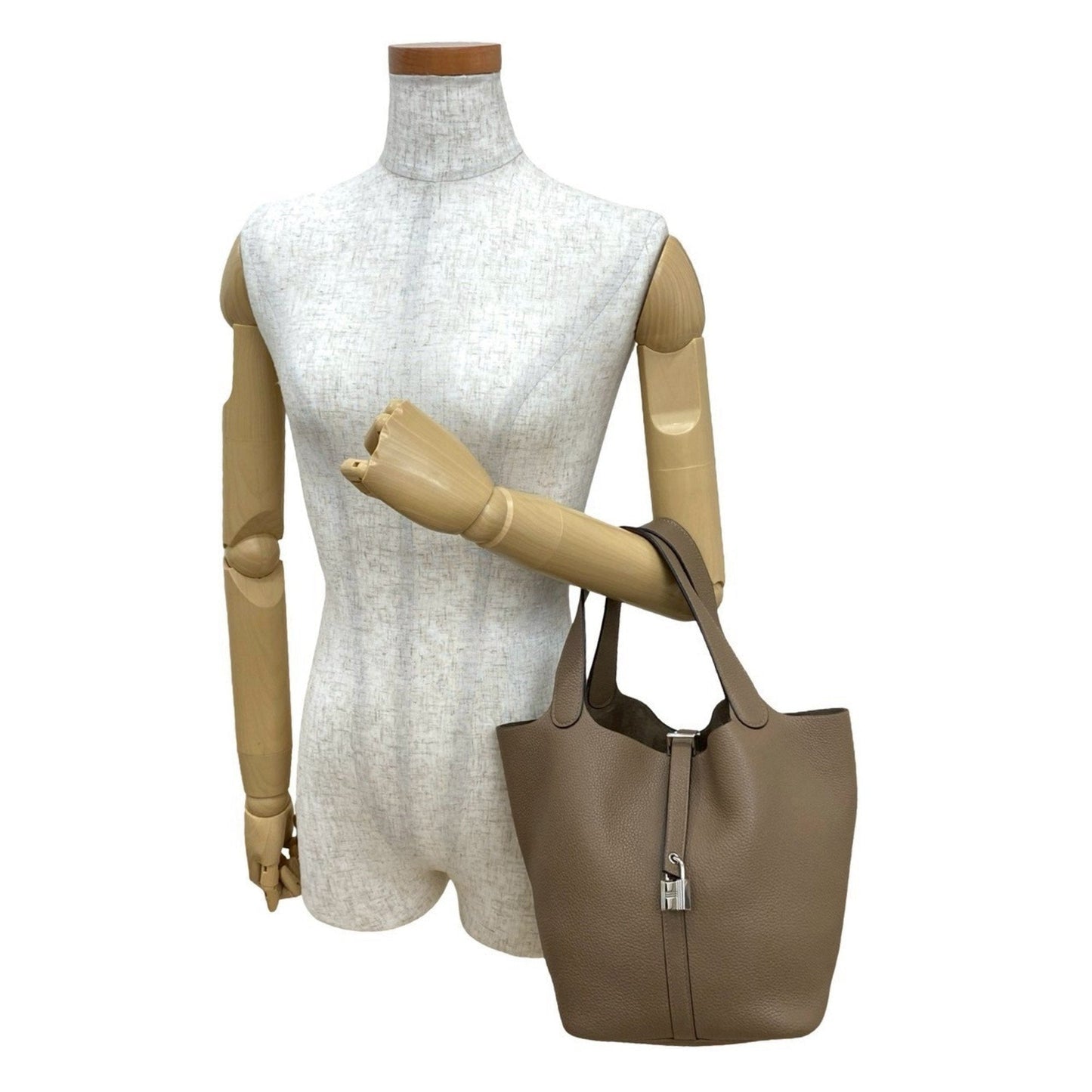 Hermes Beige Taurillon Clemence Leather Handbag Tote Bag ( )