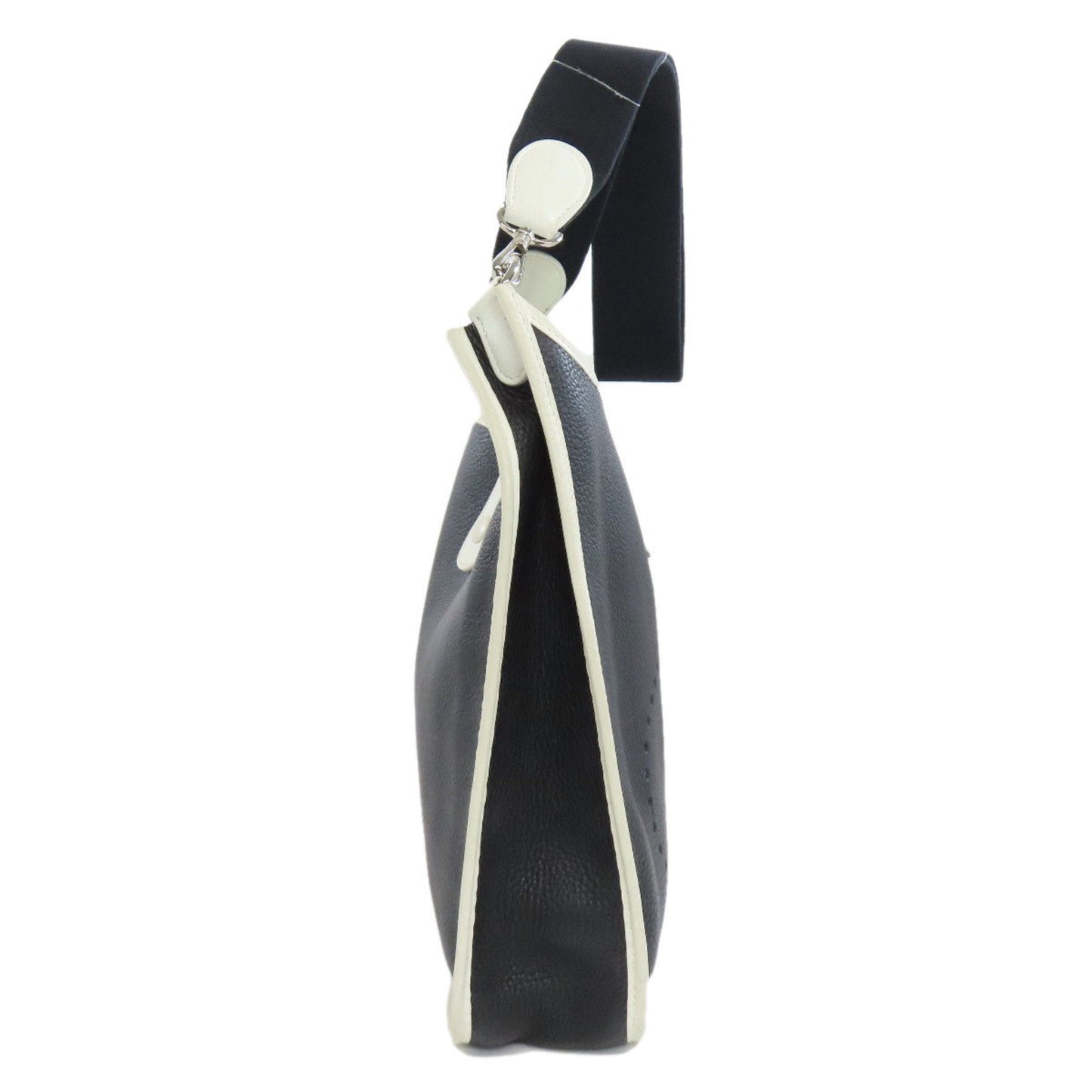 Hermes Black White Taurillon Clemence Leather Shoulder Bag ( )