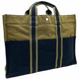Hermes Black Green Khaki Canvas Handbag Tote Bag ( )