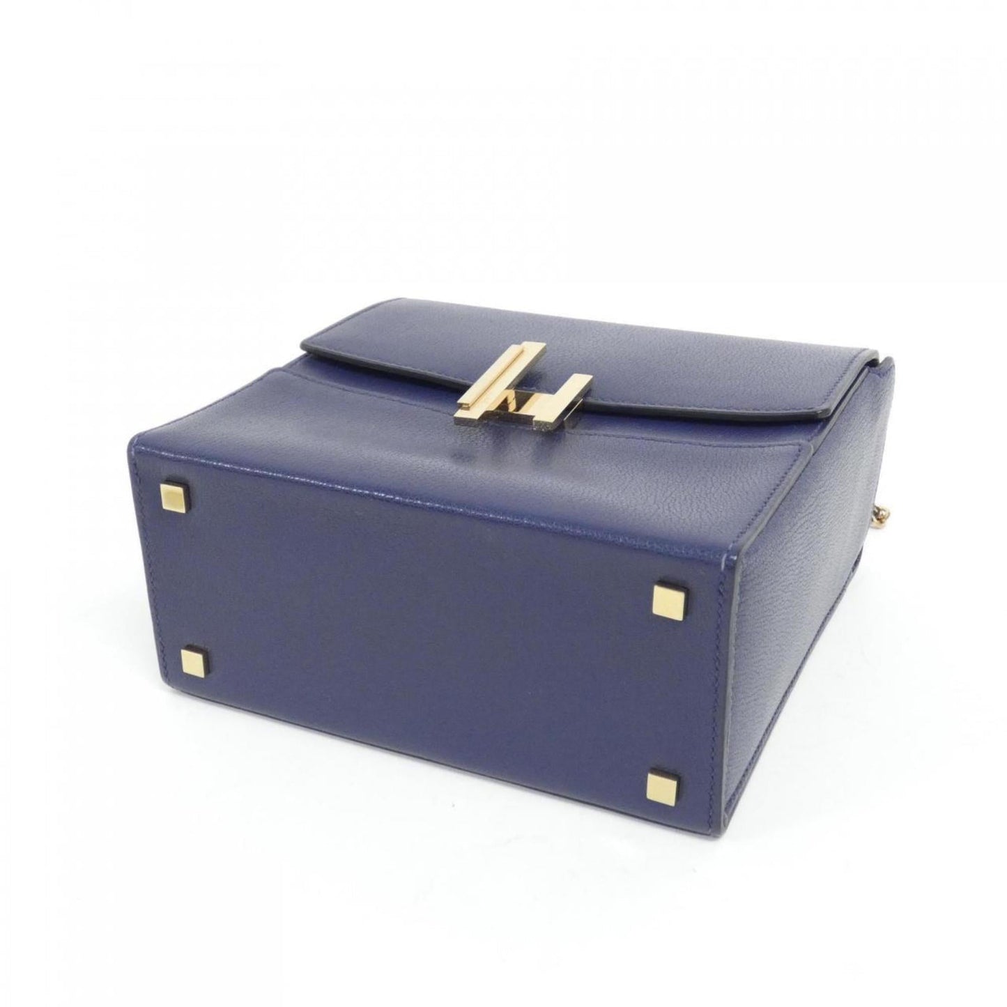 Hermes Bleu Saphir Chevre Leather Handbag ( )