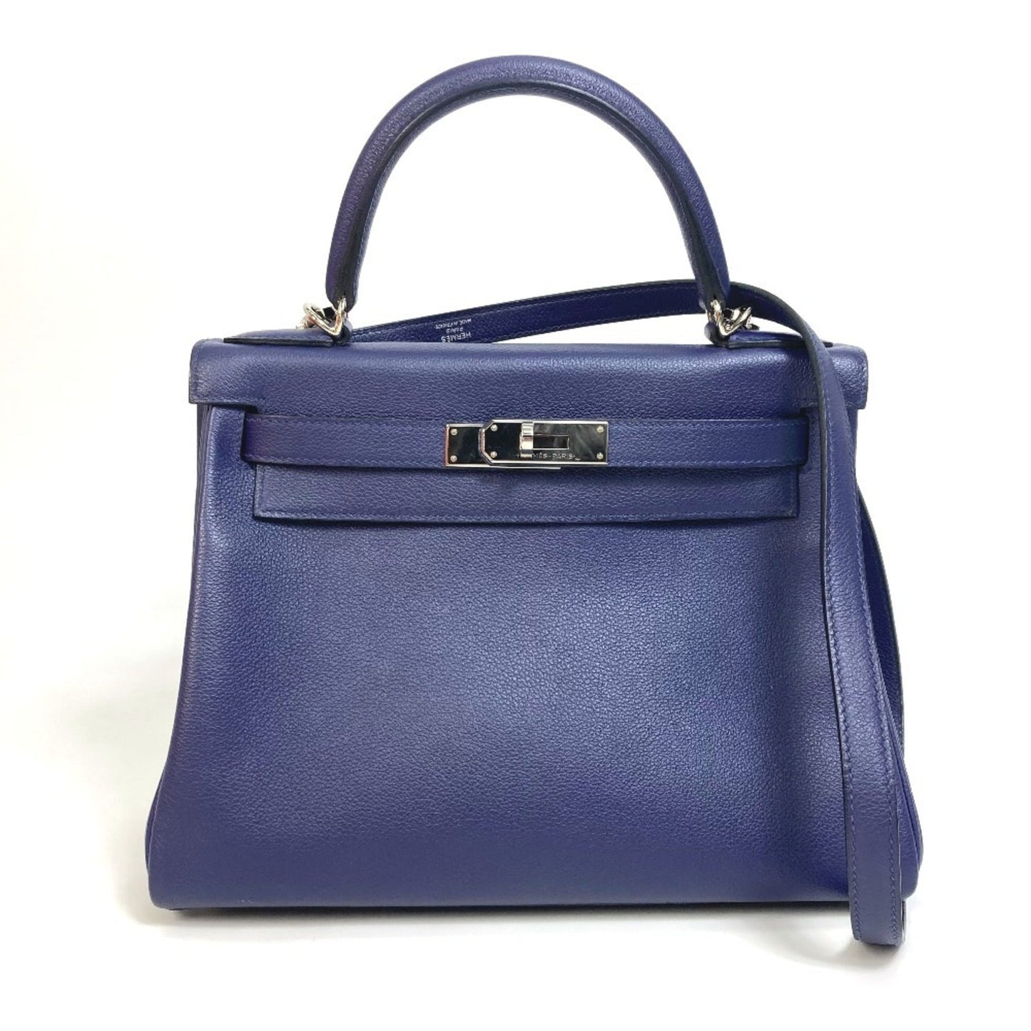 Hermes Blue Evercalf Leather Handbag Shoulder Bag ( )