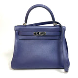 Hermes Blue Evercalf Leather Handbag Shoulder Bag ( )