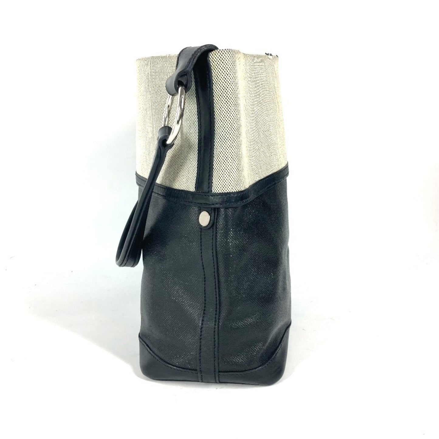 Hermes Black Gray Toile H Coated Canvas Shoulder Bag Tote Bag ( )