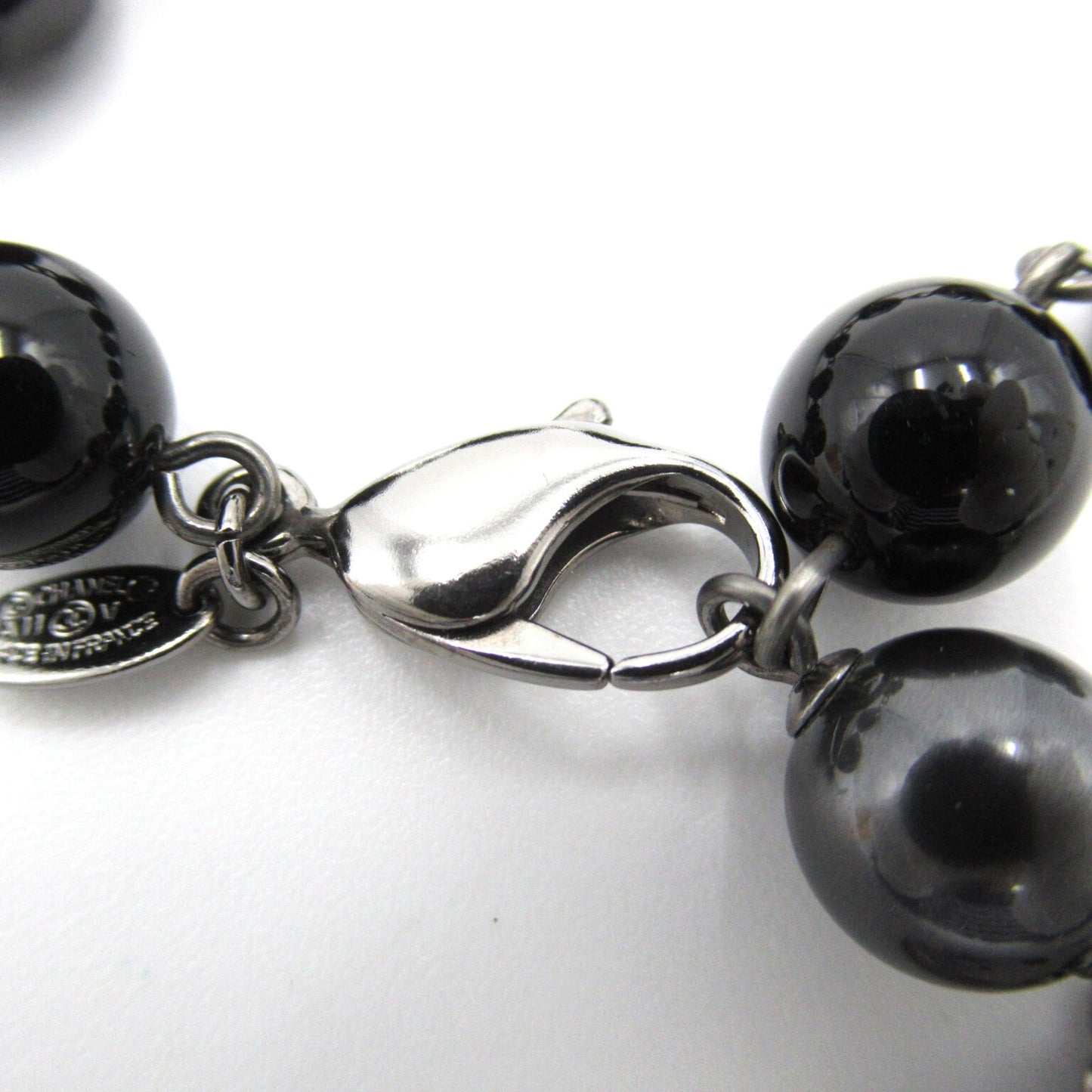 CHANEL A11V Bracelet Black Silver Plastic plating