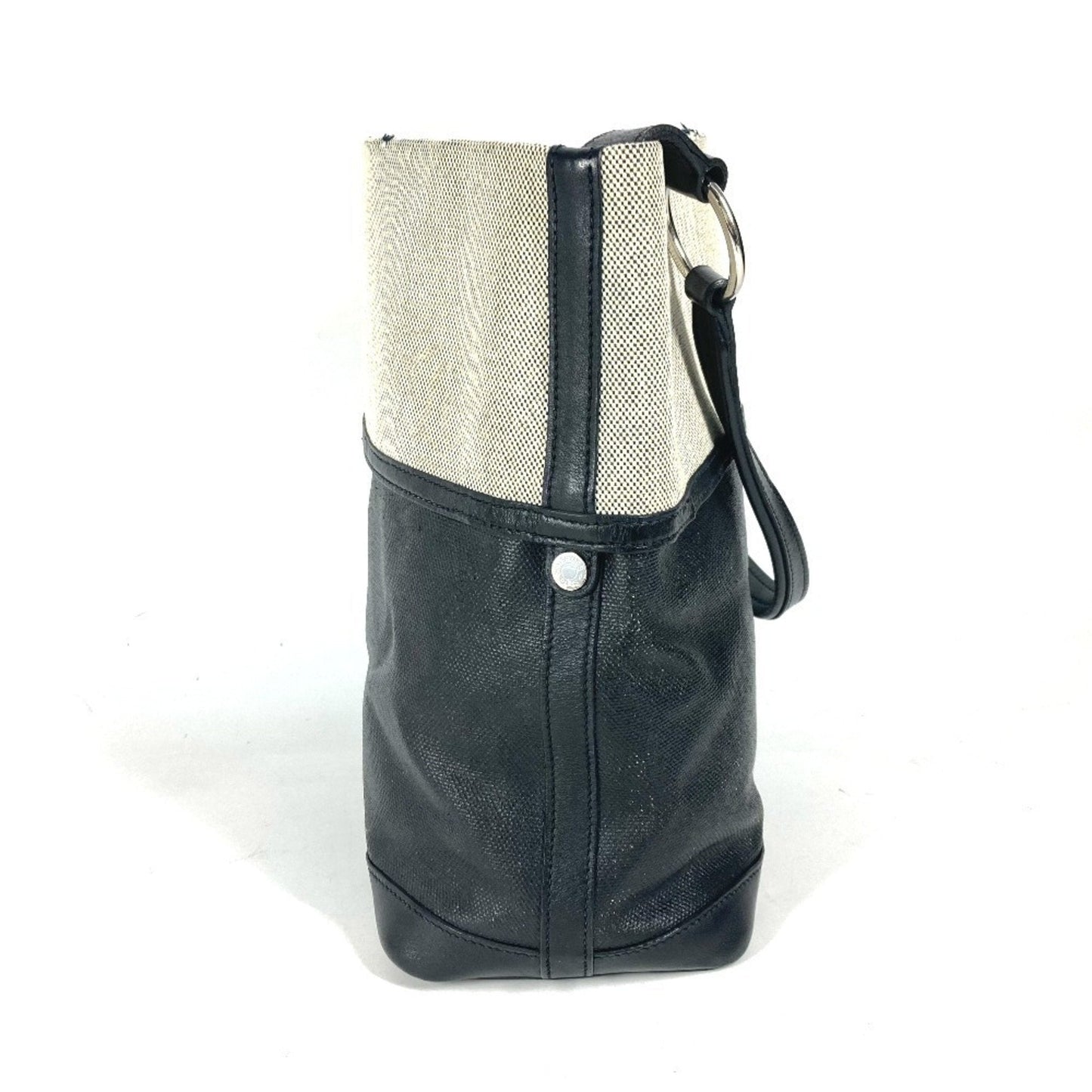 Hermes Black Gray Toile H Coated Canvas Shoulder Bag Tote Bag ( )