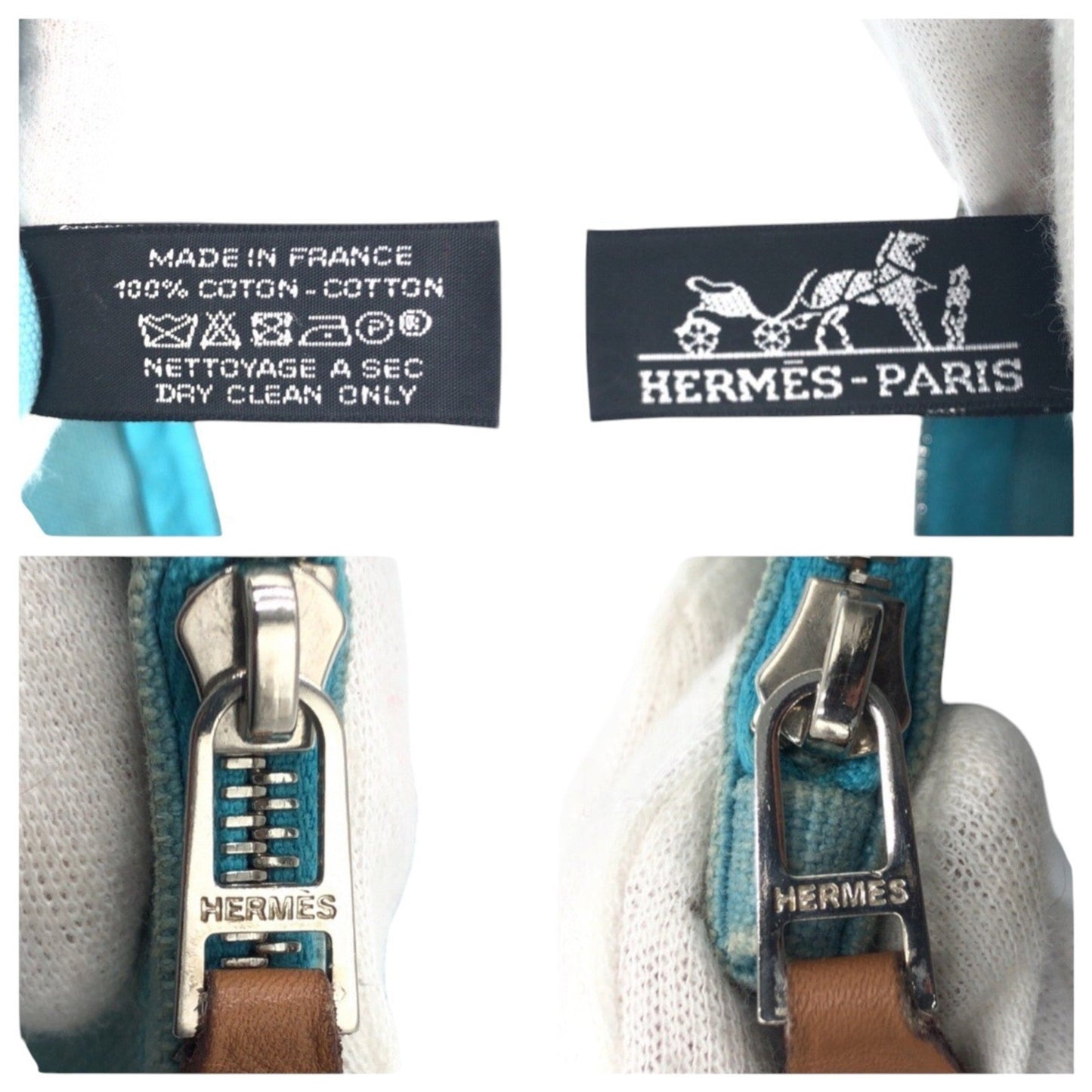 Hermes Blue Light Blue Cotton Pouch ( )