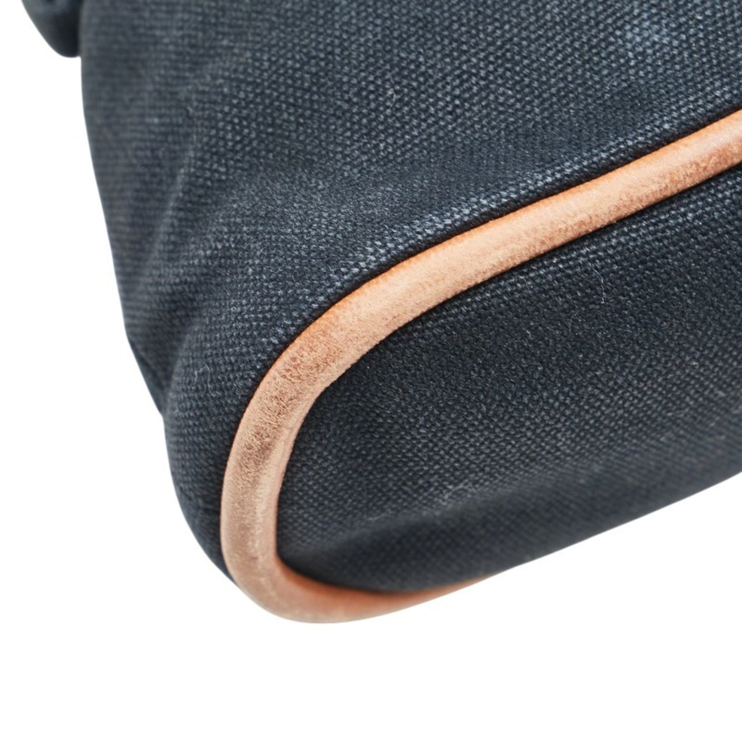 Hermes Bolide Black Brown Cotton Leather Pouch ( )