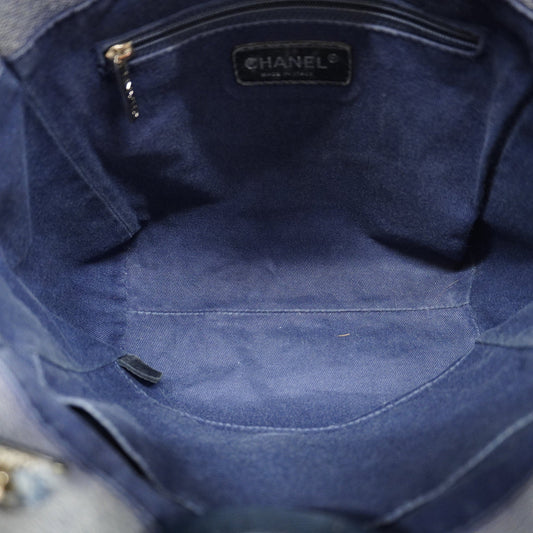 CHANEL   Deauville Shoulder Bag Women's Canvas,Leather Shoulder Bag Navy