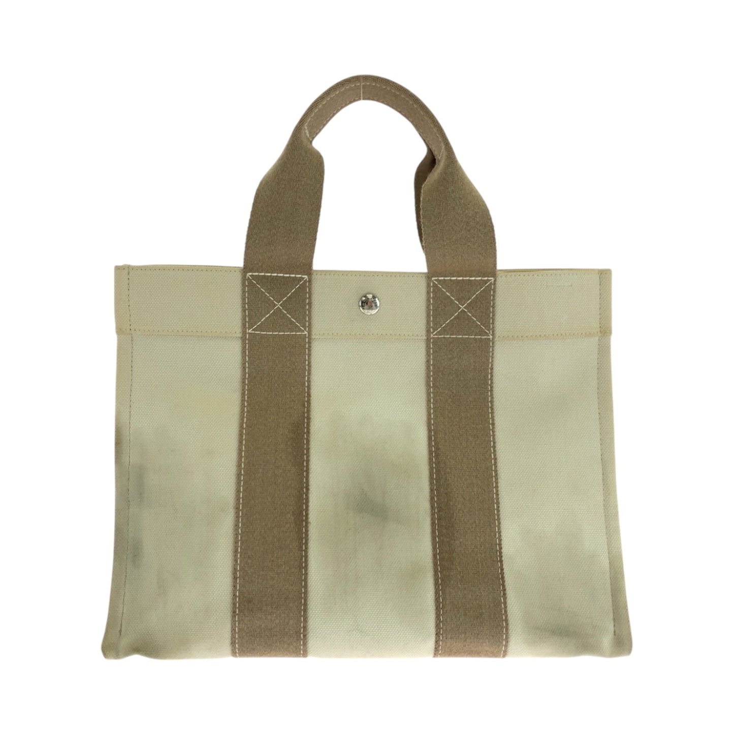 Hermes Beige Ivory Canvas Handbag Tote Bag ( )