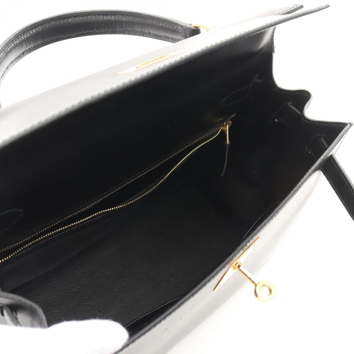 Hermes Black Box Calf Leather Leather Handbag ( )