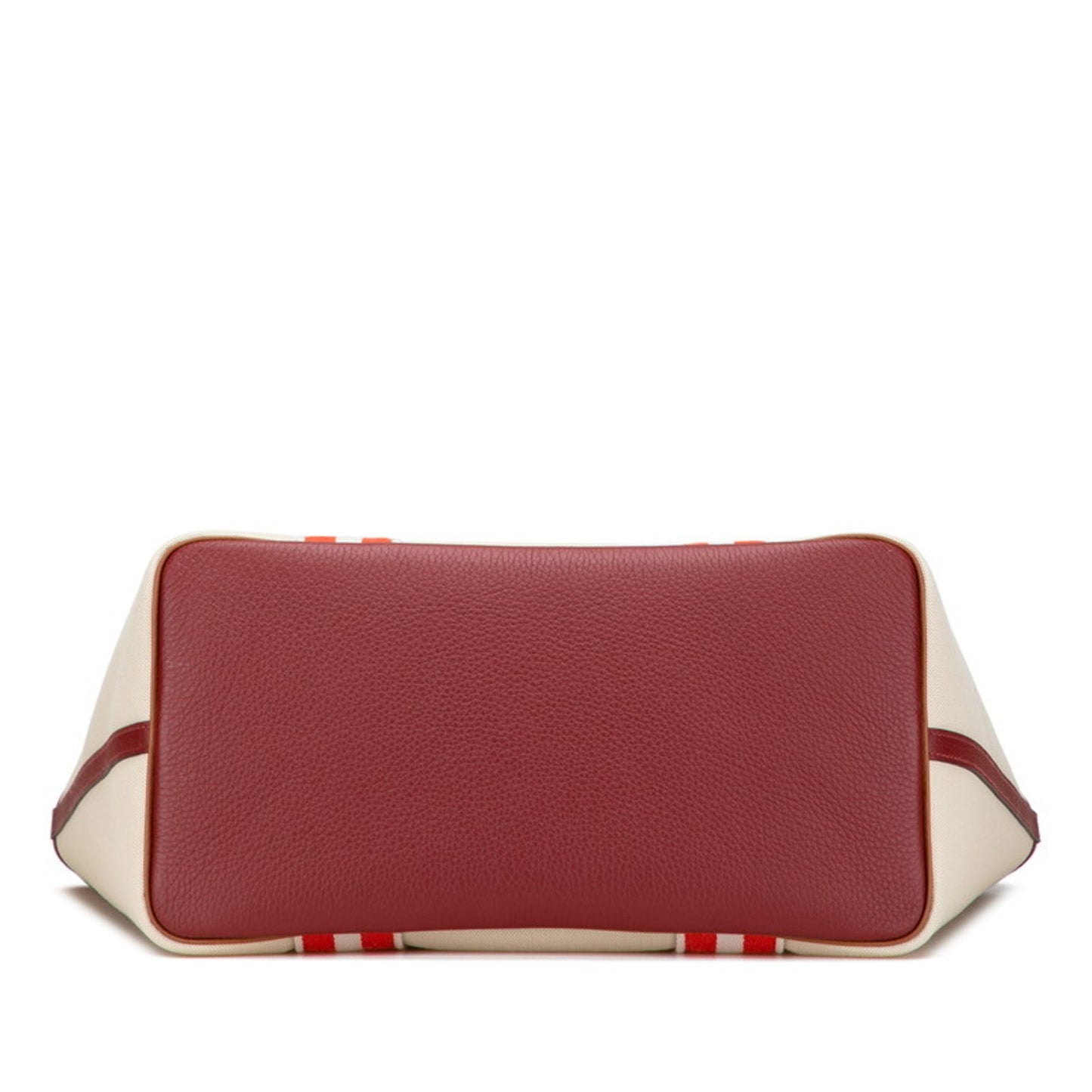 Hermes Beige Red Brown Taurillon Clemence Leather Tote Bag ( )