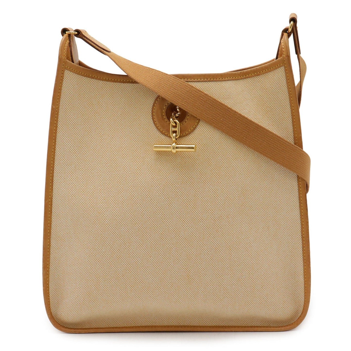 Hermes Beige Natural Sable Toile H Leather Shoulder Bag ( )