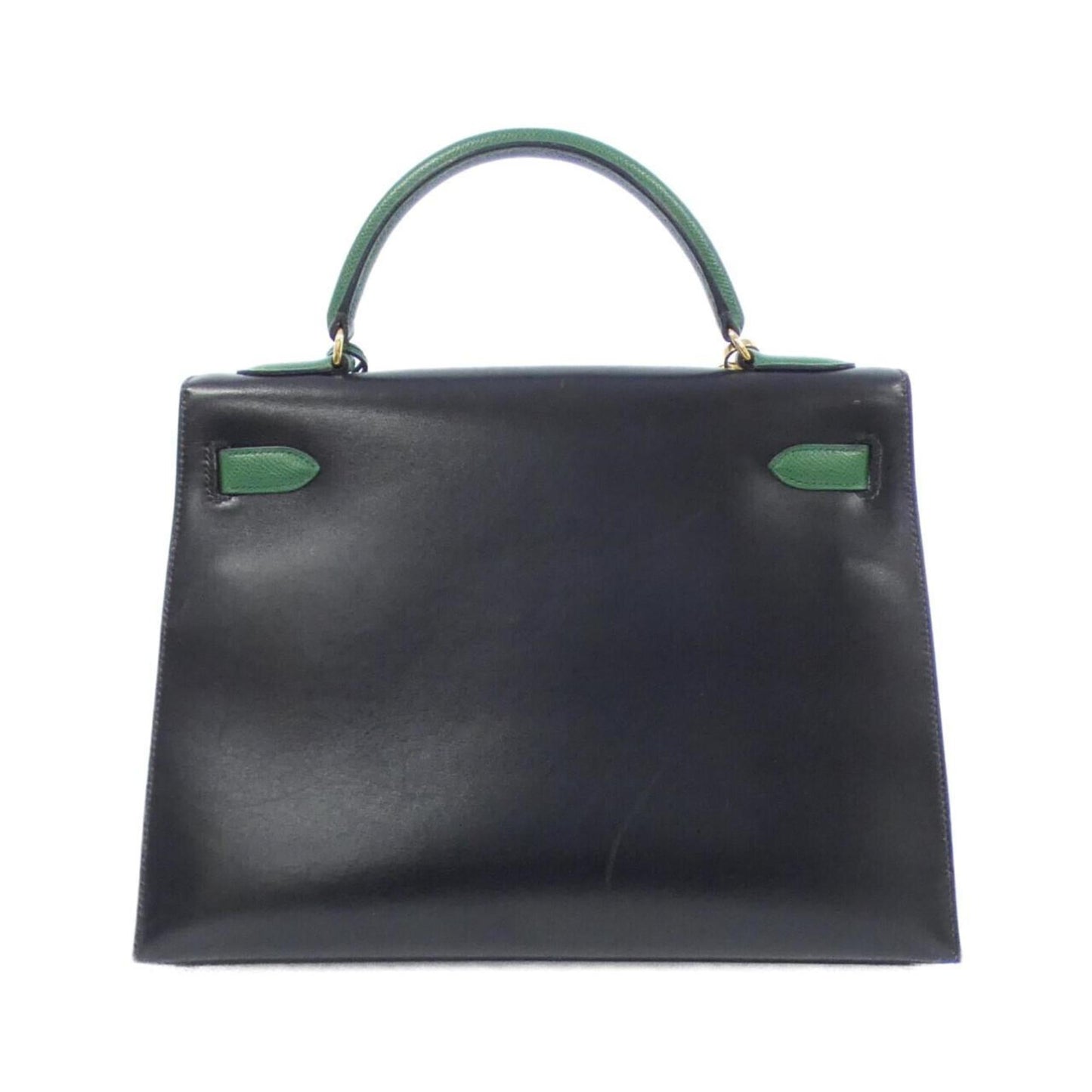 Hermes Black Green Box Calf Leather Courchevel Leather Handbag ( )