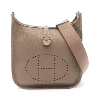 Hermes Beige Etoupe Gray Taurillon Clemence Leather Shoulder Bag ( )