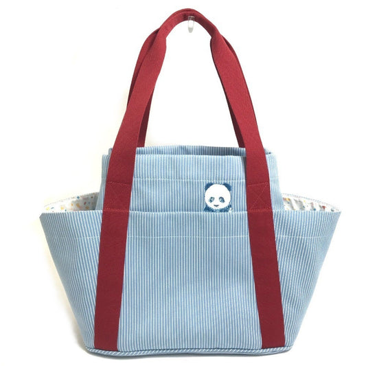 Hermes Blue Red Color Canvas Tote Bag ( )