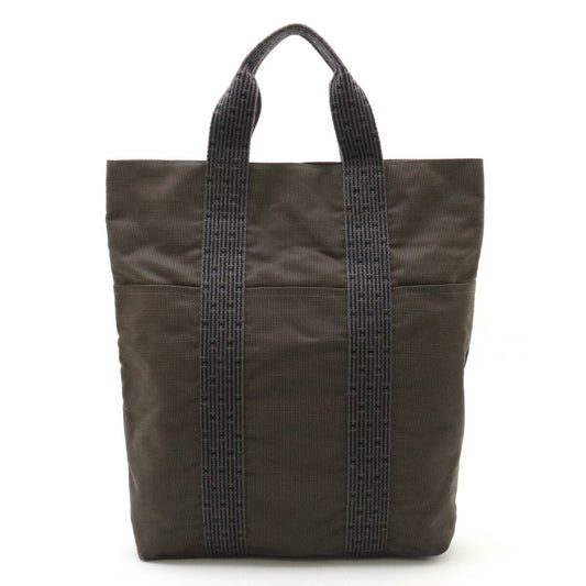 Hermes Black Gray Canvas Tote Bag ( )