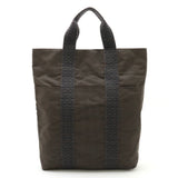 Hermes Black Gray Canvas Tote Bag ( )
