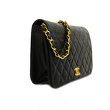 CHANEL   Matelasse Chain Shoulder Women's Leather Shoulder Bag Black Leather Shoulder Bag Black