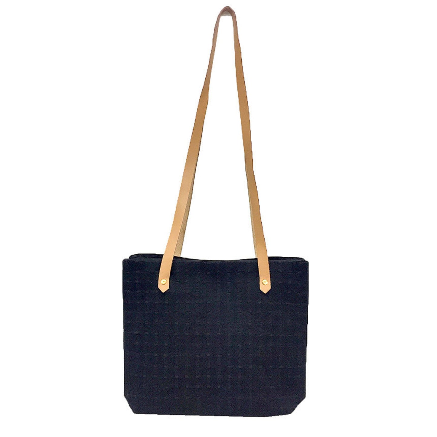 Hermes Black Canvas Leather Tote Bag ( )