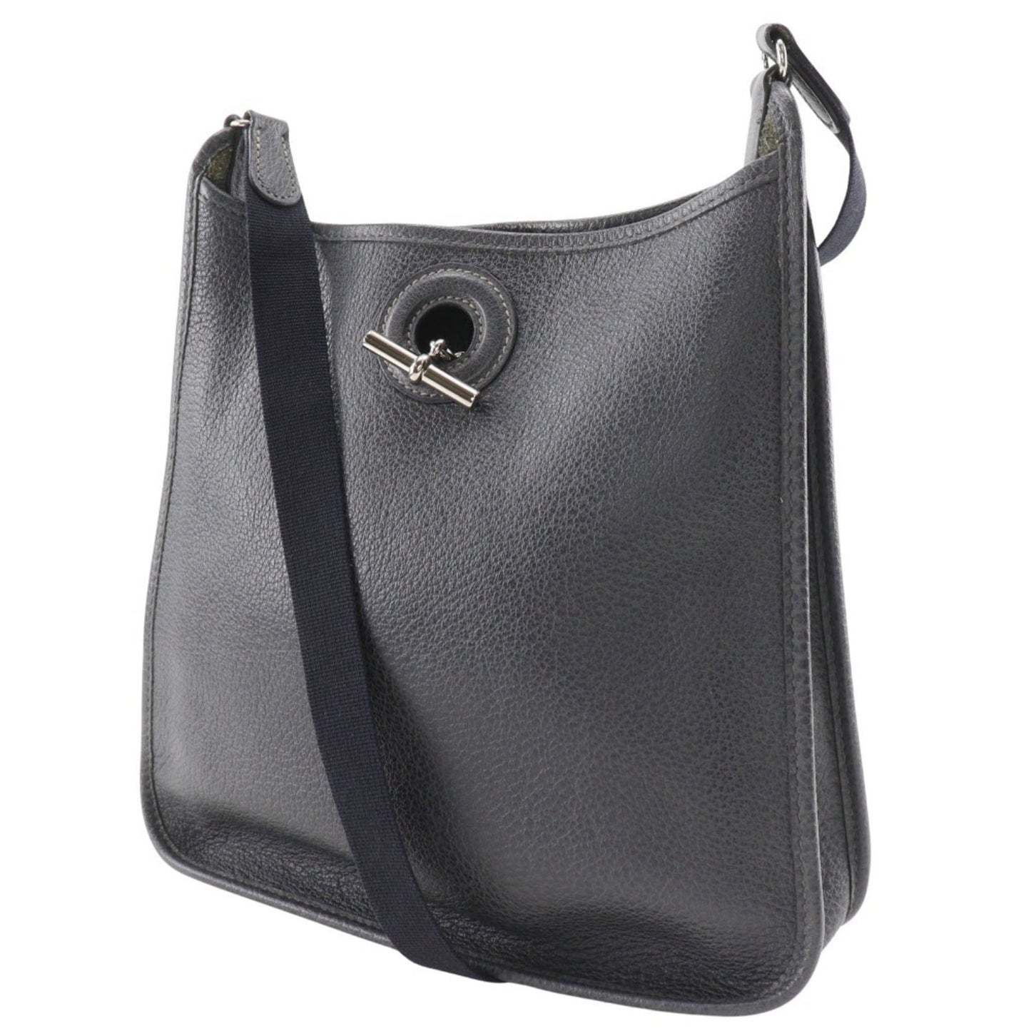 Hermes Black Gray Leather Shoulder Bag ( )