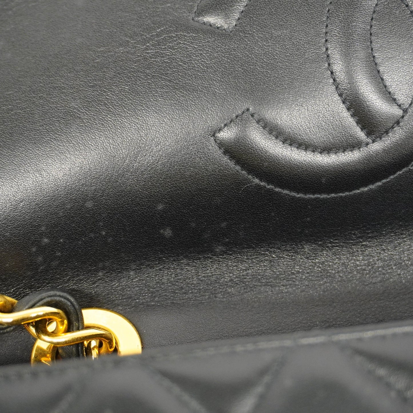 CHANEL   Matelasse Big Matelasse W Chain Women's Leather Shoulder Bag Black
