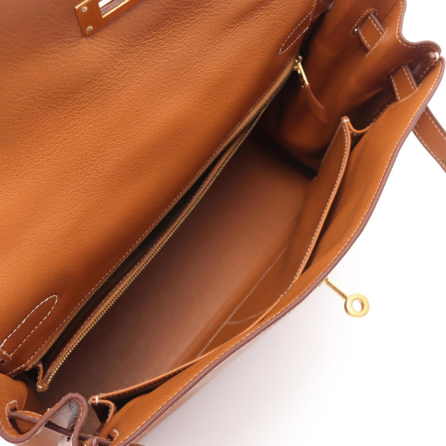 Hermes Brown Gold Brown Leather Handbag ( )