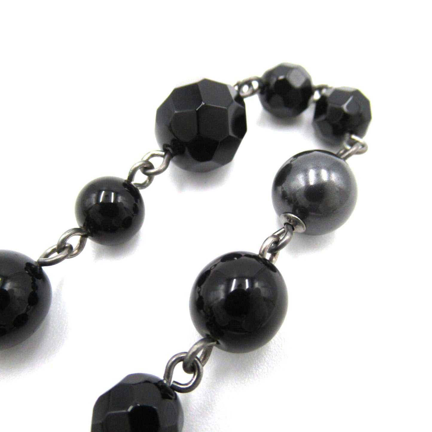 CHANEL A11V Bracelet Black Silver Plastic plating