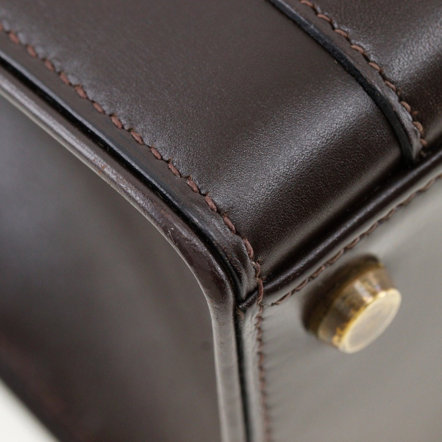 Hermes Brown Chocolat Box Calf Leather Handbag ( )