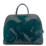 Hermes Bolide Silver Togo Leather Velvet Handbag ( )