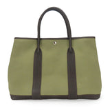 Hermes Brown Khaki Canvas Leather Tote Bag ( )