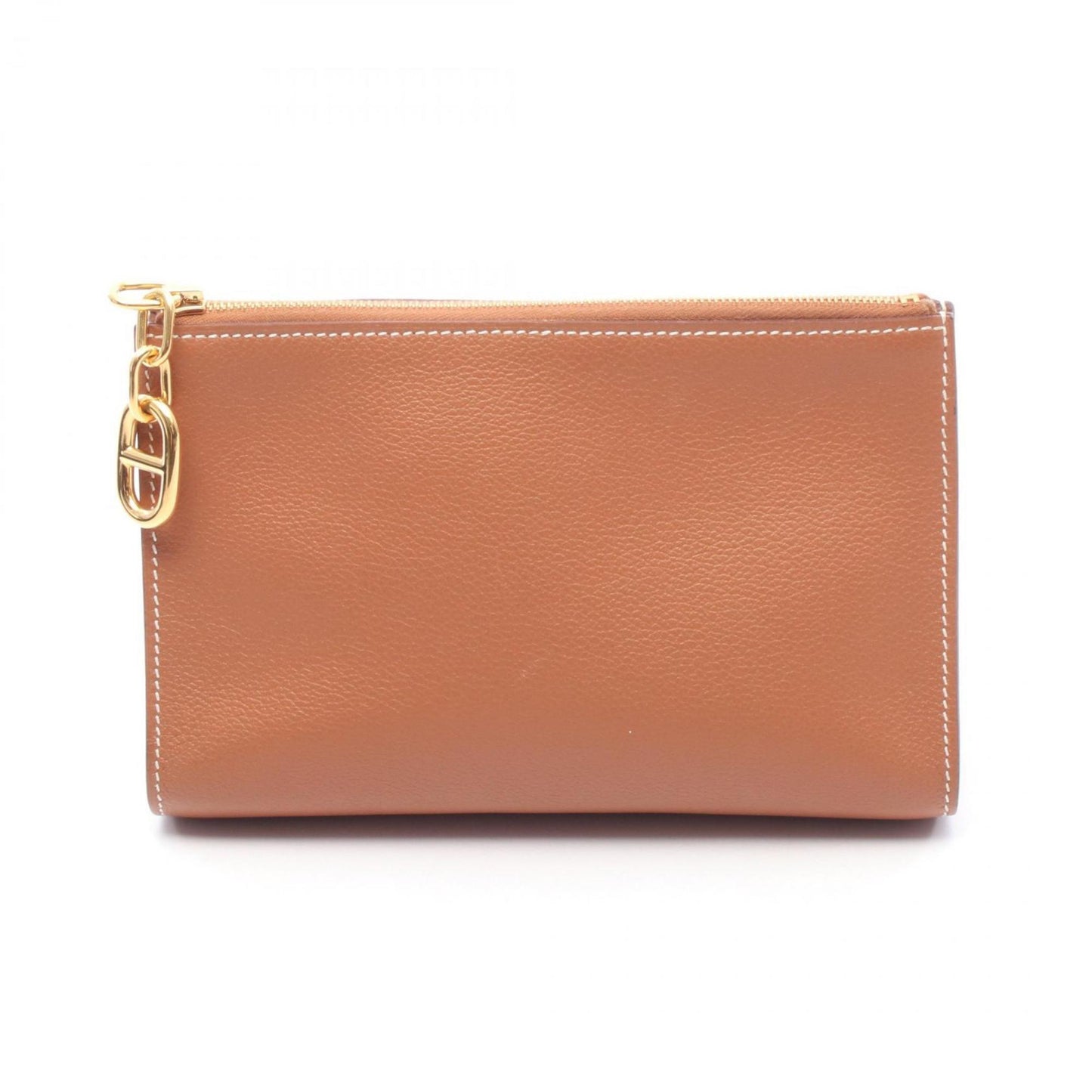 Hermes Brown Gold Leather Pouch ( )