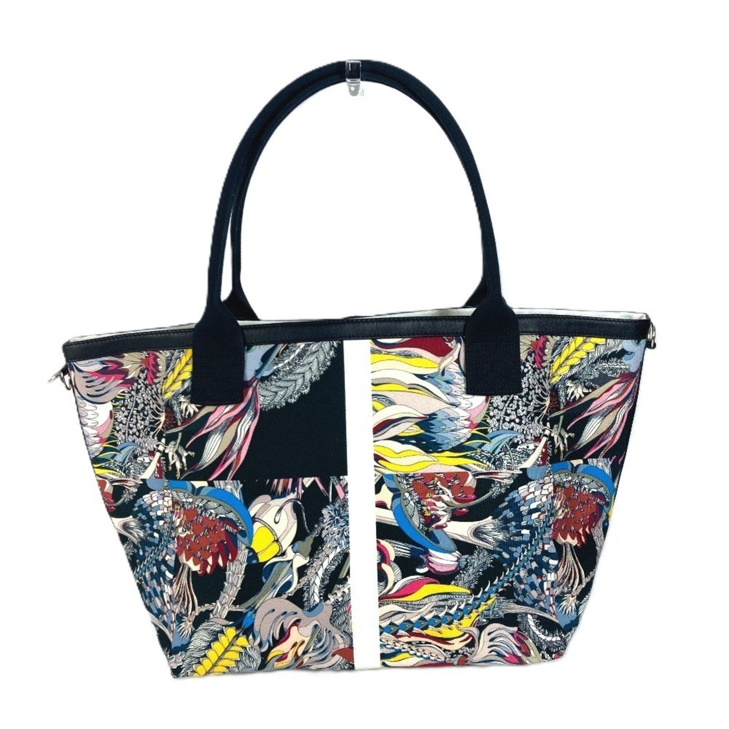 Hermes Black Multi-Color Canvas Handbag Shoulder Bag Tote Bag ( )