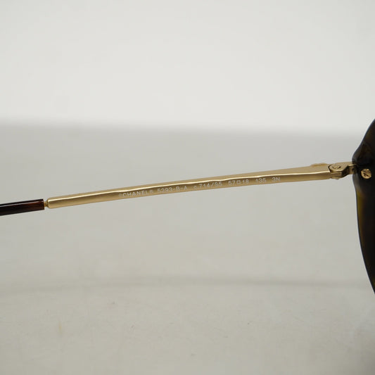 CHANEL Women's Sunglasses Brown Sunglasses gold hardware