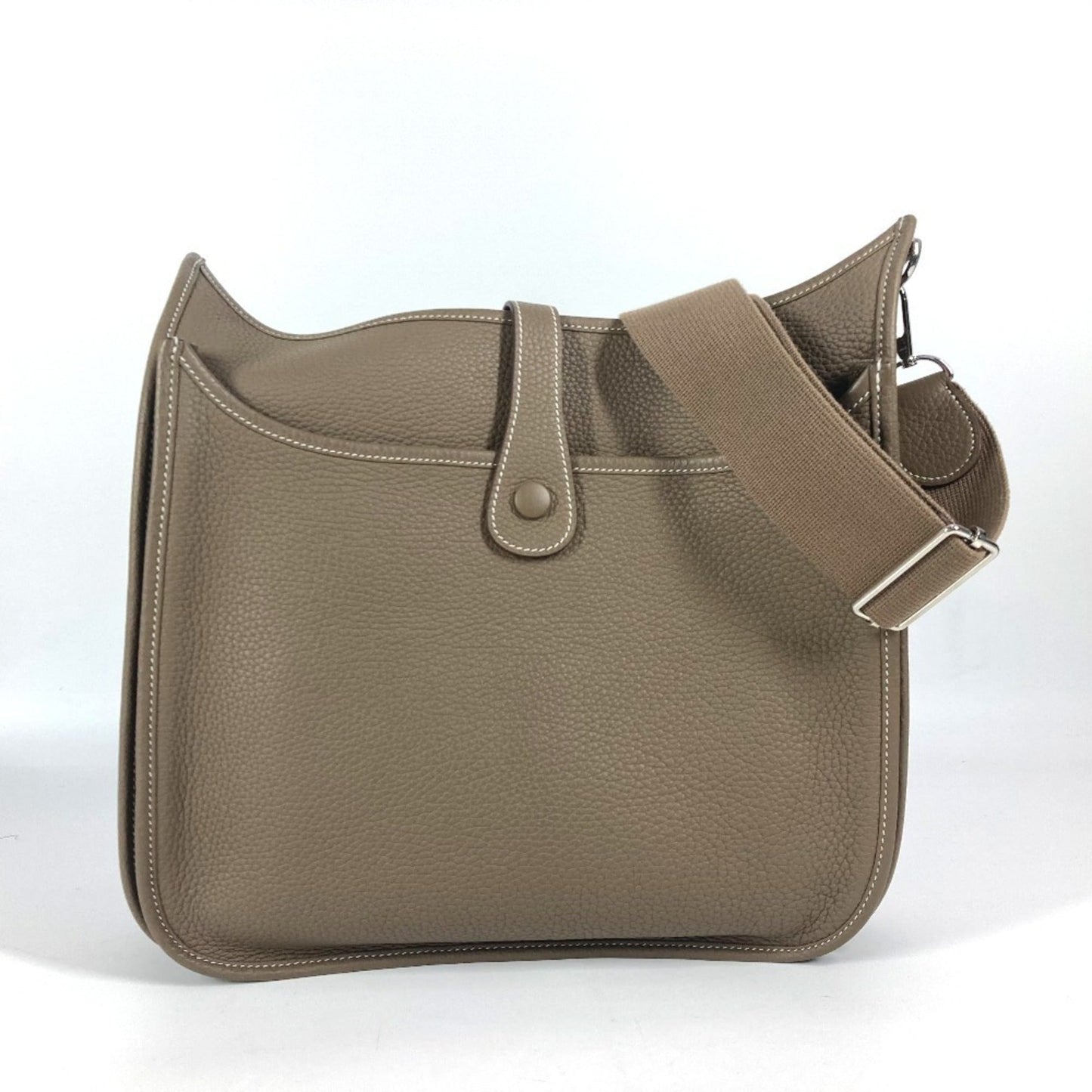 Hermes Beige Etoupe Gray Taurillon Clemence Leather Shoulder Bag ( )