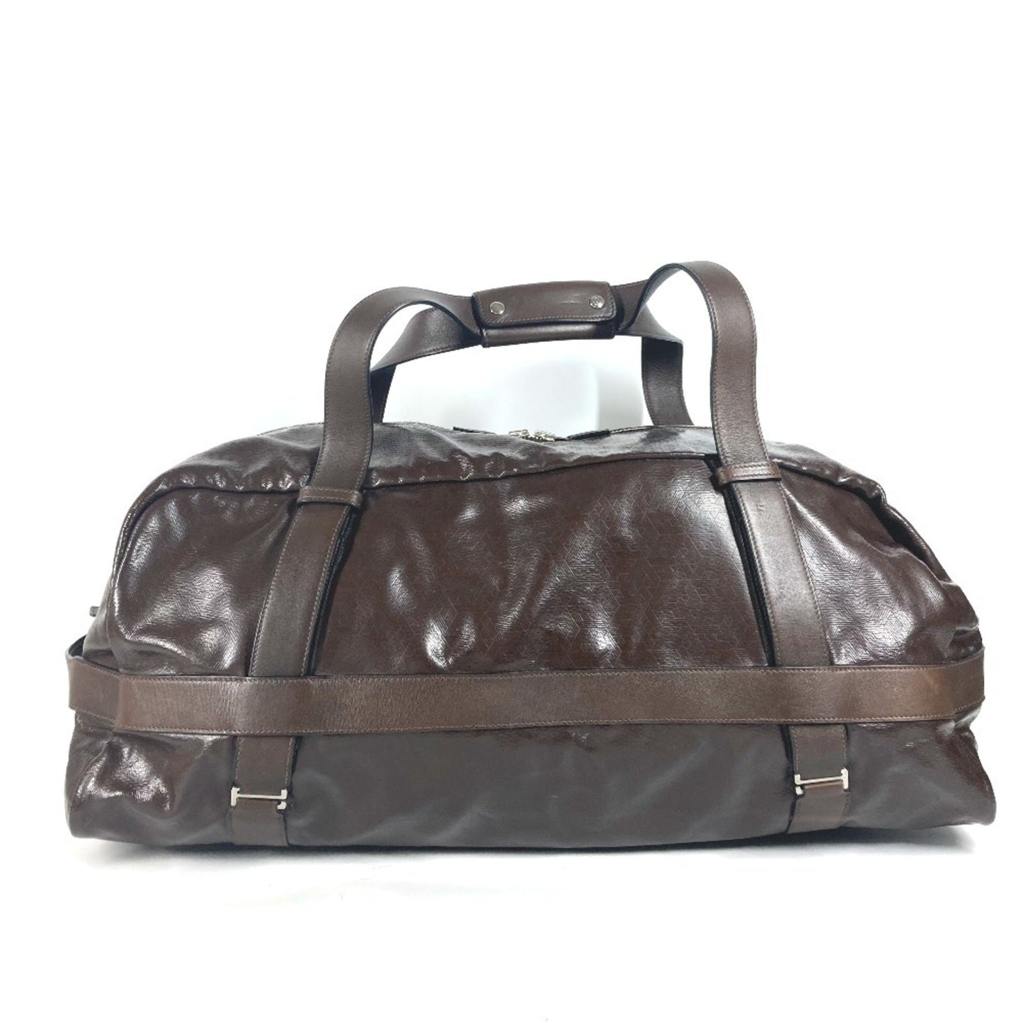 Hermes Brown Coated Canvas Boston Bag Shoulder Bag ( )