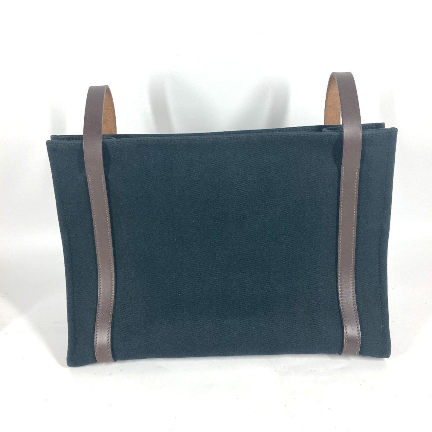 Hermes Black Brown Canvas Shoulder Bag Tote Bag ( )